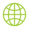Green globe icon on a white background
