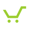 Green shopping cart icon on a white background